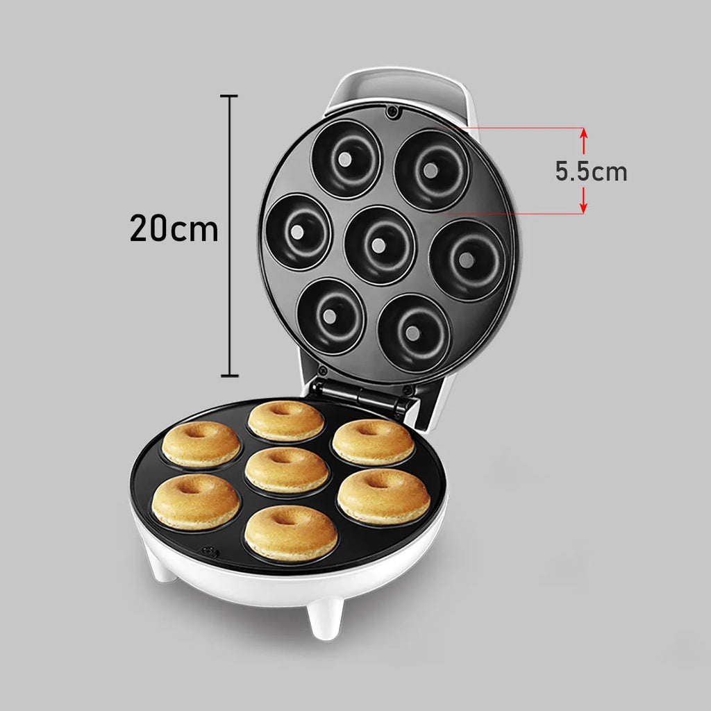 White 1200W electric donut maker with 23cm caliber, mechanical control, 23 x 12 x 27.5cm, 1.2kg