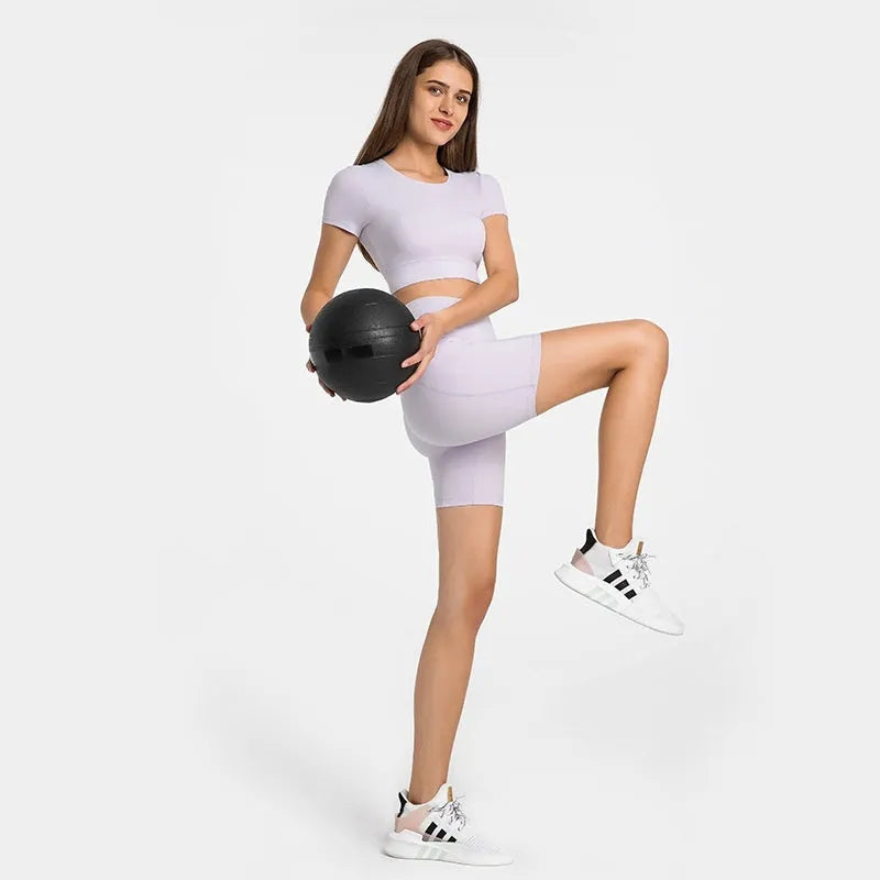 Women's black sports shorts with super stretch fabric for running and fitness activities
