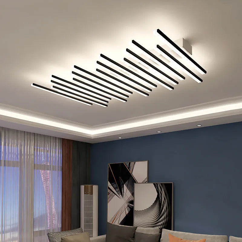 Modern ceramic ceiling lamp with six LED heads in wave style design for living rooms