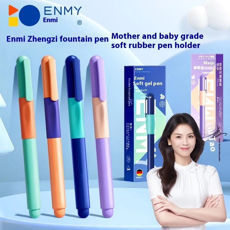 Student posture correction pen with 15-degree angled grip in blue, green, purple, or orange colour options