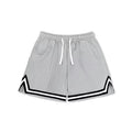 Men's polyester summer shorts in loose fit design available in multiple colours including apricot, blue, and gray