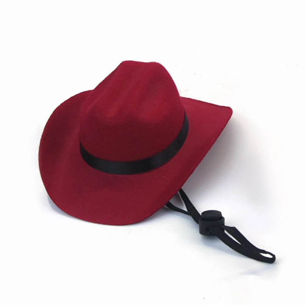 Adjustable pet cowboy hat in four colours for dog photography and cosplay