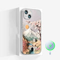 Magnetic silicone phone case with Lichun Mountain map design, drop-resistant protective shell for iPhone