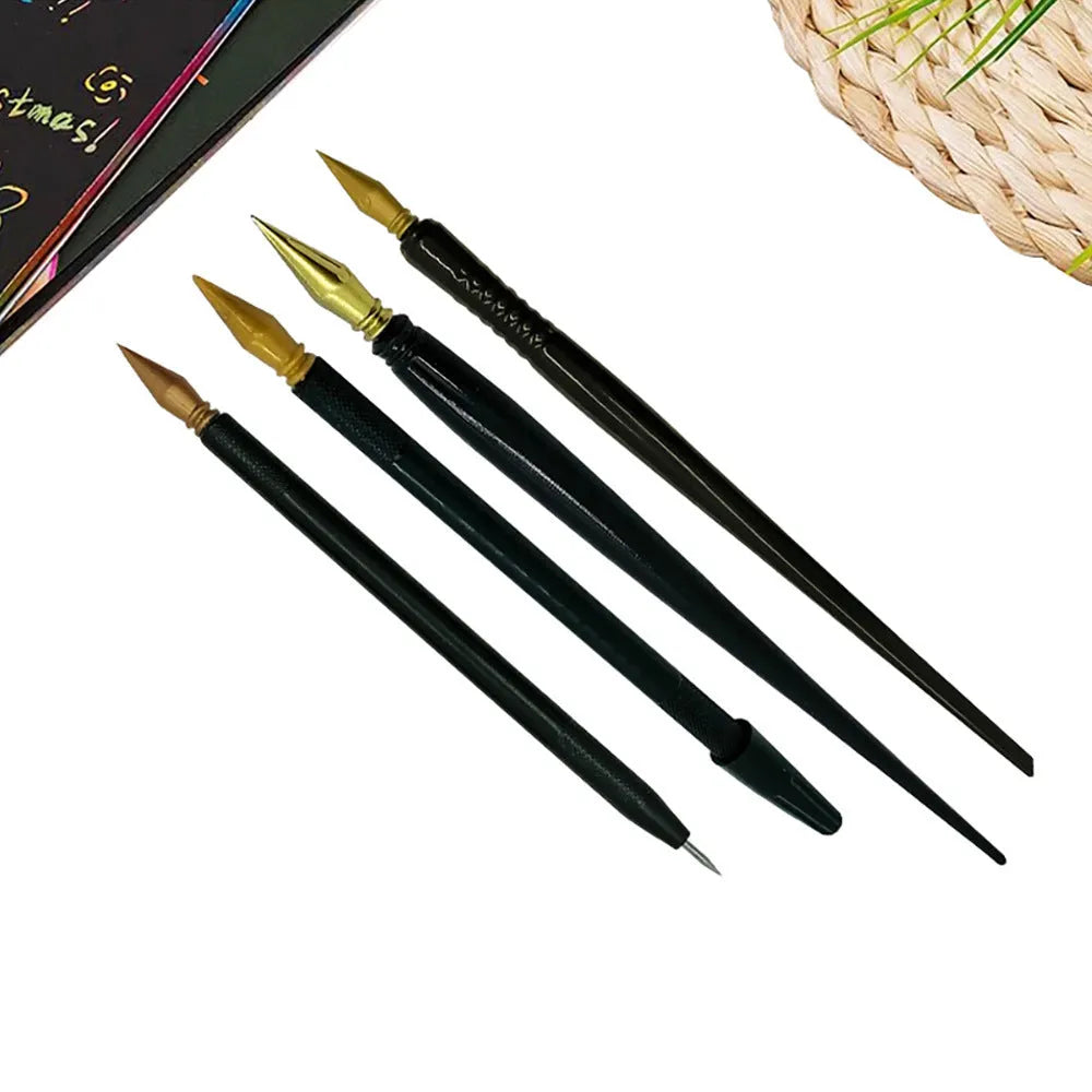 White PS plastic scratch pen for art projects showing 15cm length and 1.2cm diameter