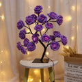 Rose tree lamp decoration with pink white rose, white, blue, or yellow rose lights and USB or battery base