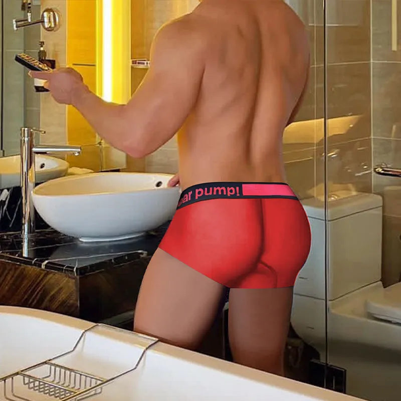Men's laser gradient low waist seamless underwear in black red white colours