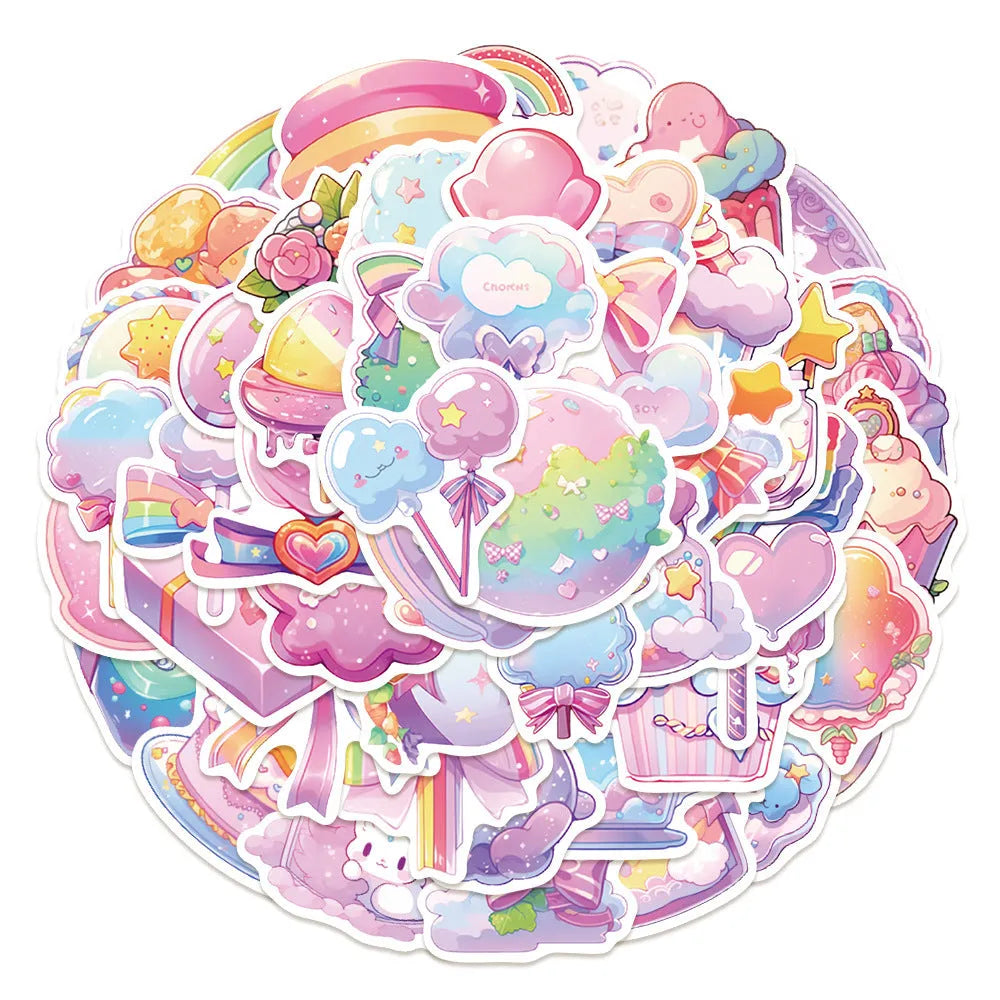 Fresh candy small object decorative waterproof stickers measuring 4-7cm with 50 sheets included