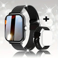 Smart watch with 144-inch touch screen, silicone strap, displaying fitness data and Bluetooth calling interface