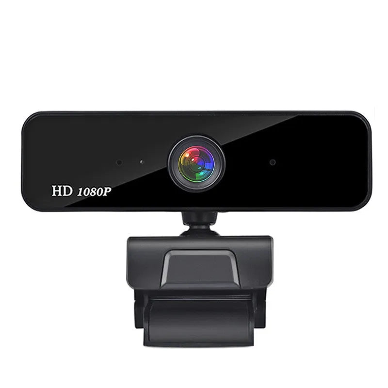 Black 1080P HD USB video camera with built-in microphone and manual focusing, 1920x1080 resolution