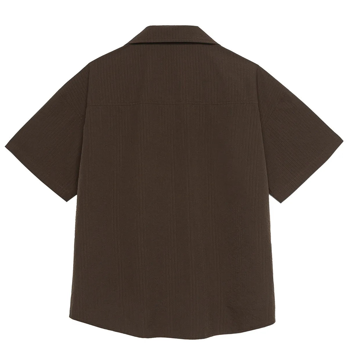 Brown coffee-coloured striped Cuban collar shirt with waterproof polyester fabric for outdoor camping