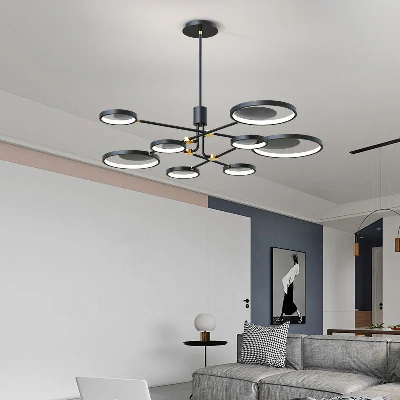 720mm glass LED ceiling light with three colour settings and 4, 6 or 8 head caps, 220V, EU CE certified