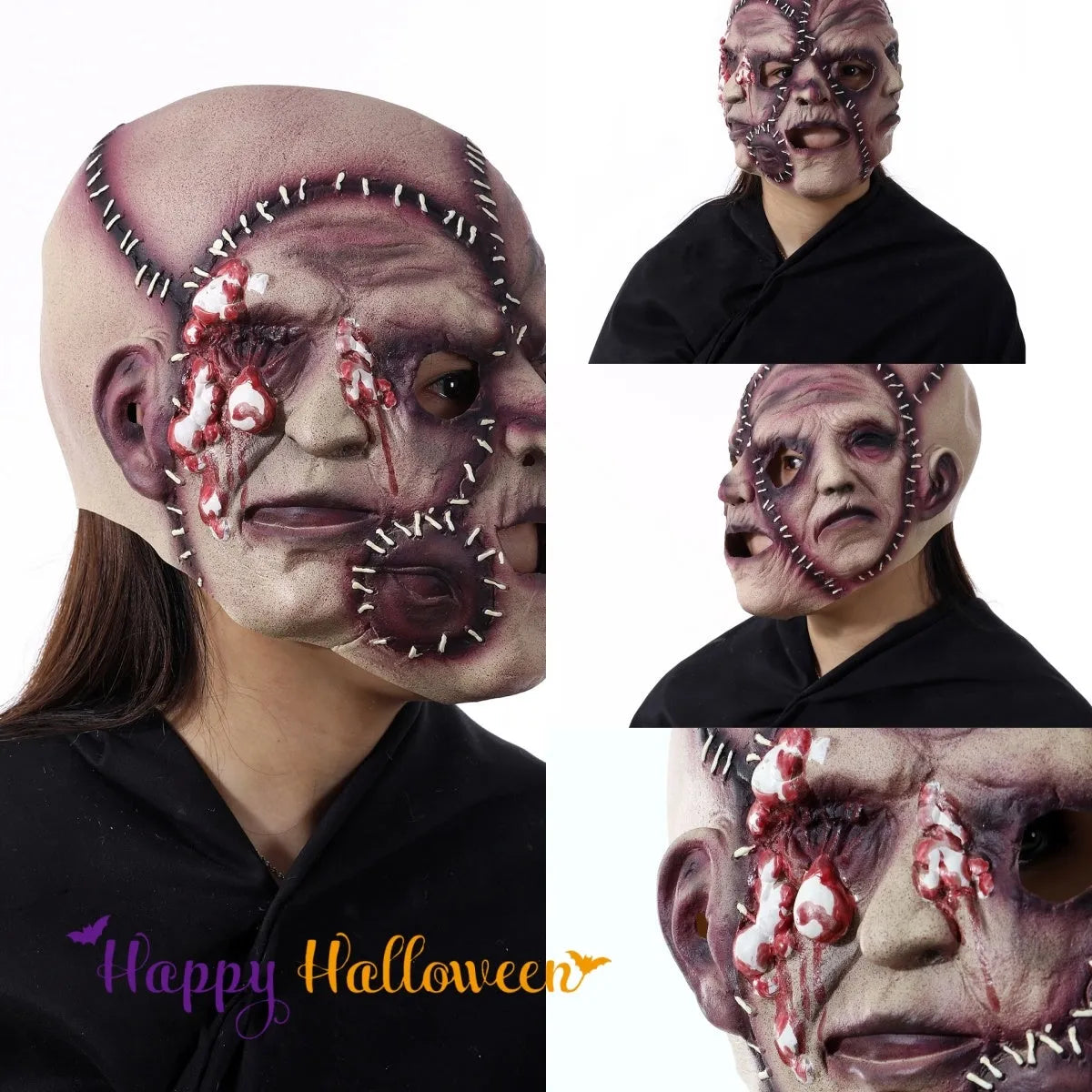 Three-sided grimace horror mask made from natural latex for Halloween costumes
