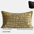 Tuhao gold geometric abstract pillow in 50x50cm size with feather velvet texture on a sofa