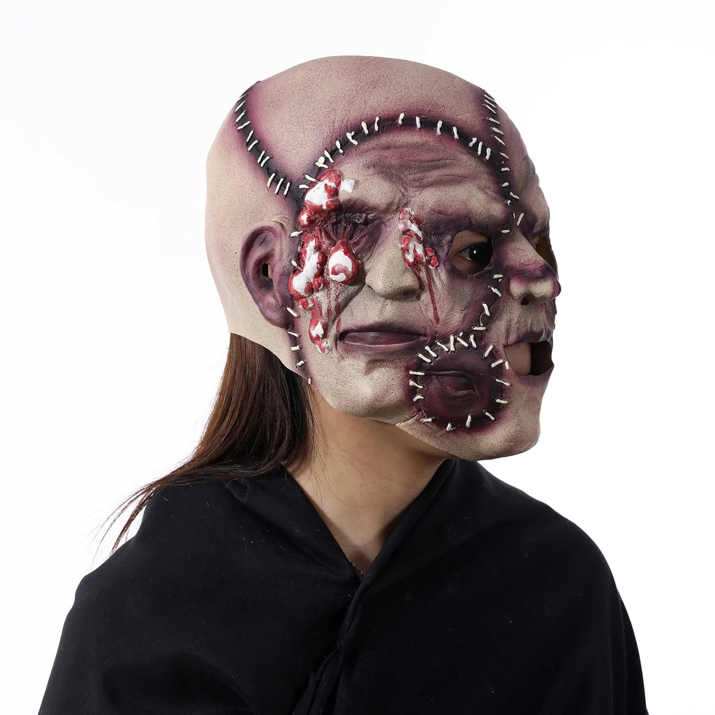 Three-sided grimace horror mask made from natural latex for Halloween costumes