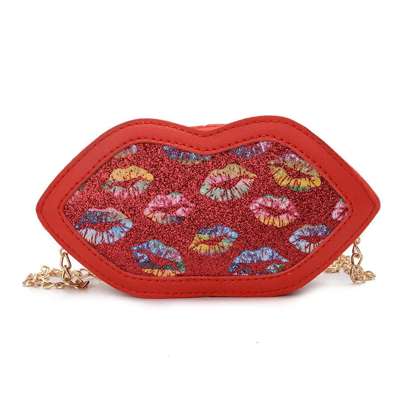 Girl's PU coin purse with zip opening, 125cm shoulder strap, and compact 17cm upper width