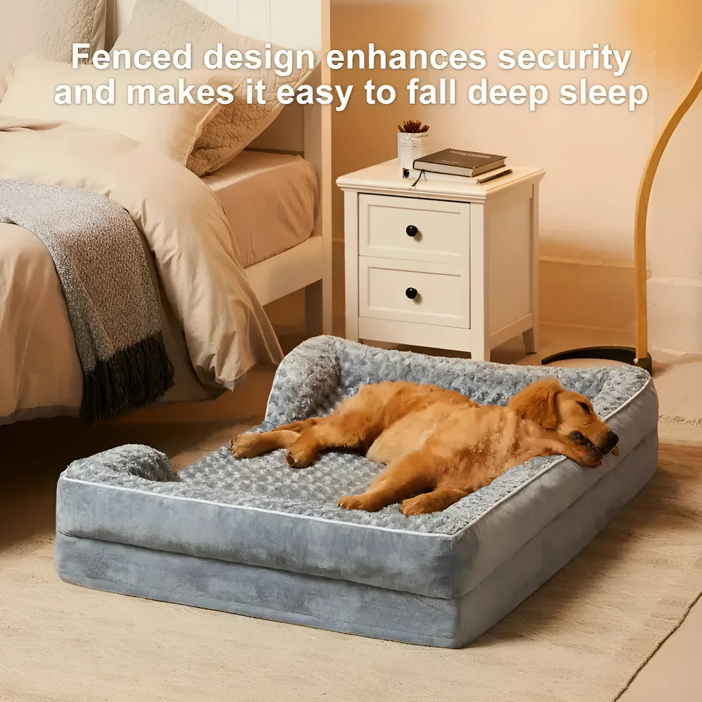 Waterproof dog kennel mat in grey or brown colours with removable washable cover