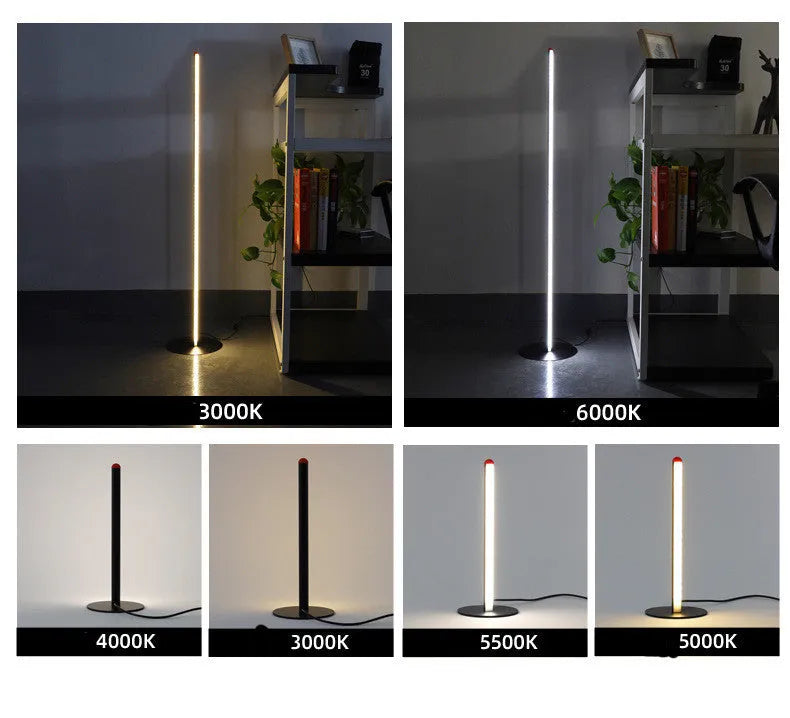 Vertical aluminium alloy floor lamp with slim profile in 25cm, 50cm, and 100cm height options