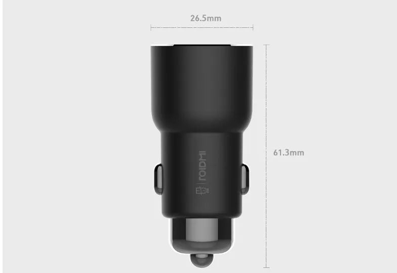Black Ruimi 3S Bluetooth car charger with USB port for charging phones and tablets.