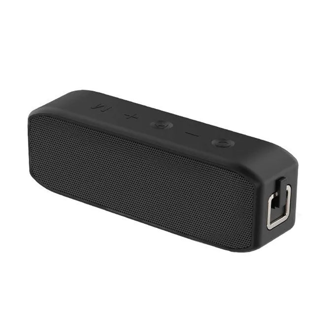 Black waterproof wireless bluetooth speaker with control buttons