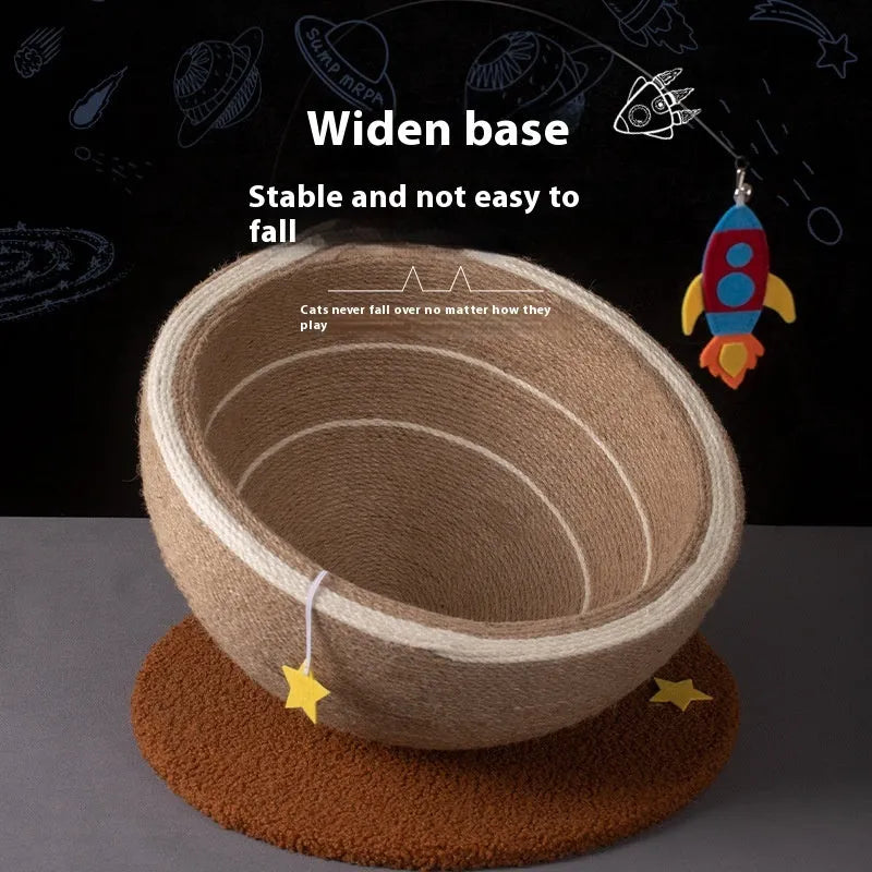 Large integrated cat scratching basin nest with sisal hemp rope surface and flannel fabric lining