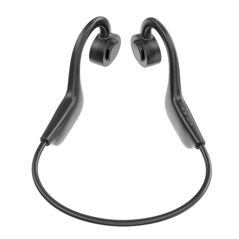 Black VG02 wireless Bluetooth sports headset with hanging ear design for secure fit during exercise
