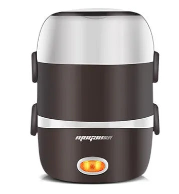 White rice cooker with 2 litre capacity and steaming basket options