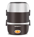 White rice cooker with 2 litre capacity and steaming basket options