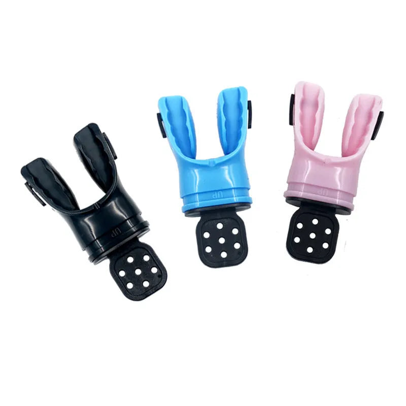 Plastic free edible silicone diving mouthpiece in assorted colours showing 110mm length.