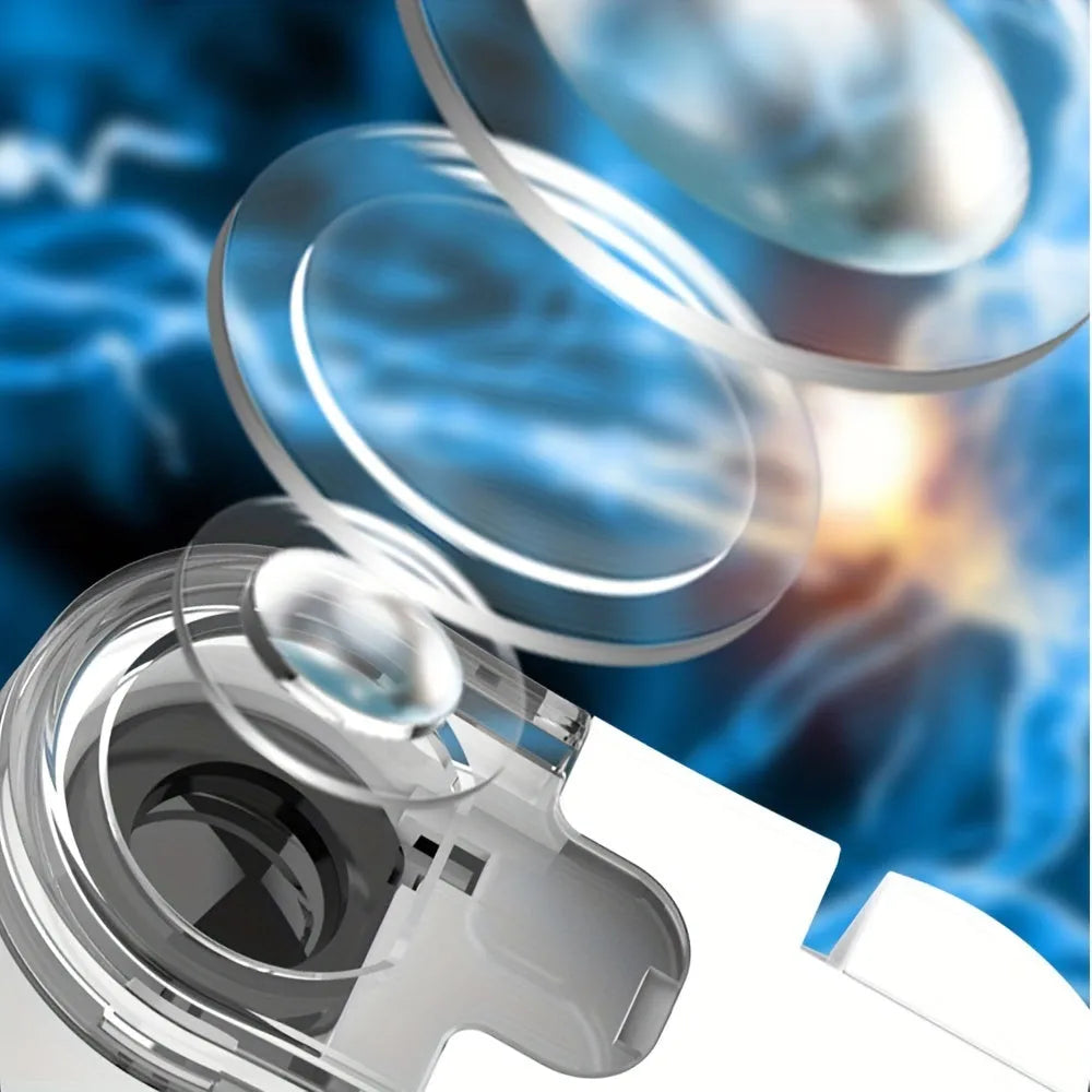 Mini mobile phone microscope with clip-on adapter showing 60x magnification capability