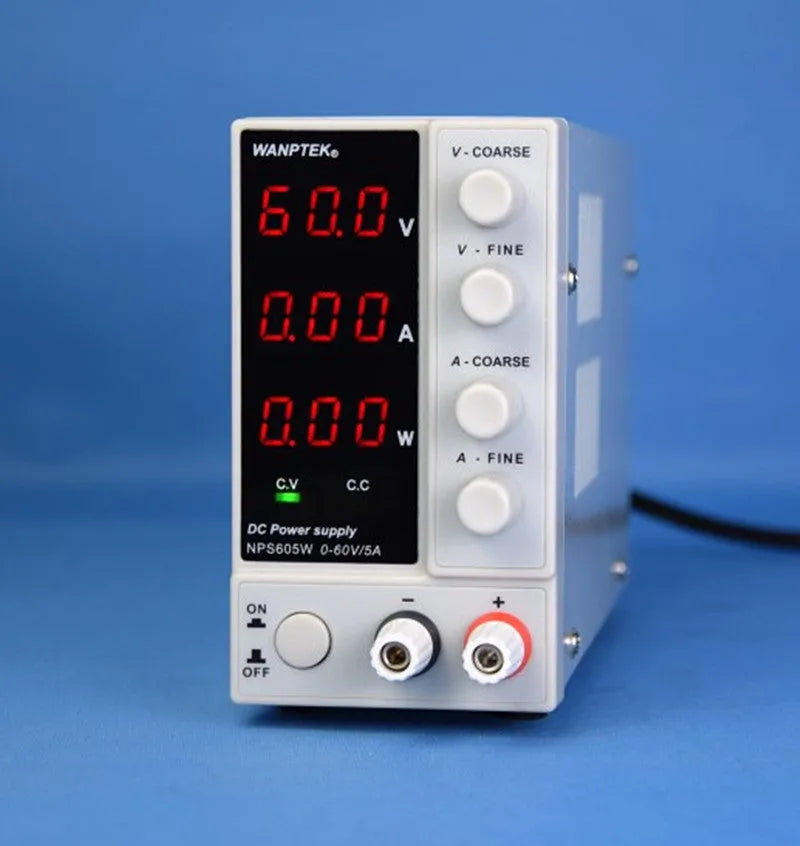 NPS605W white adjustable DC power supply with voltage and current controls for mobile phone and notebook repair