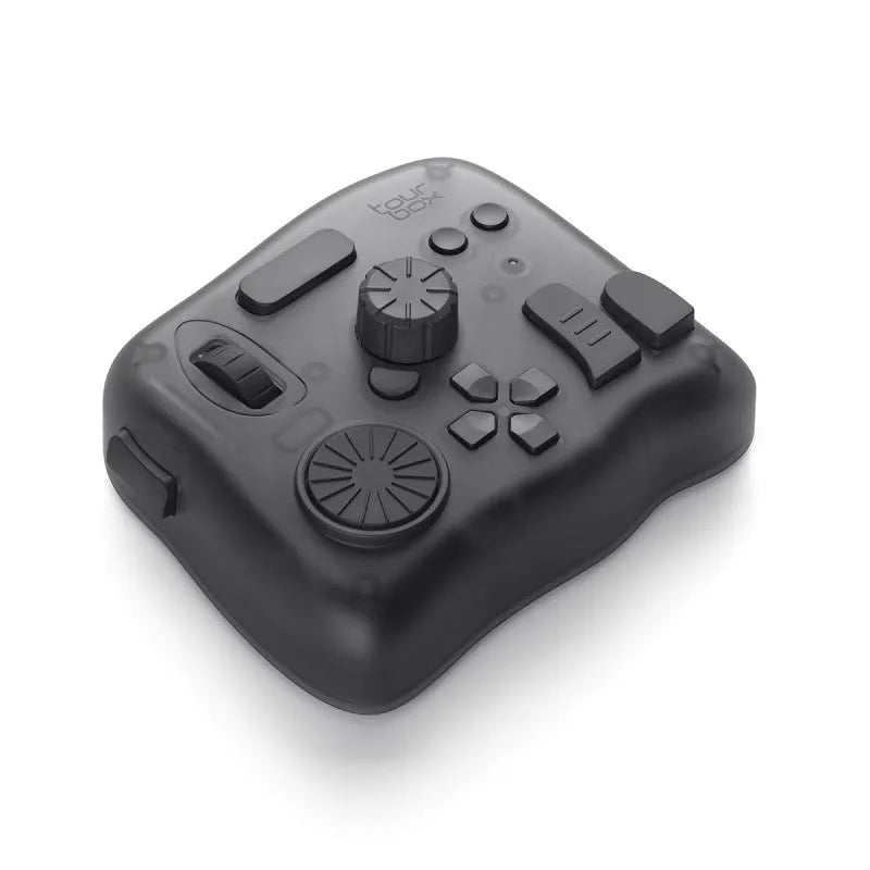 TourBox NEO video editing auxiliary keyboard with 148mm width and 198mm length, USB cable included