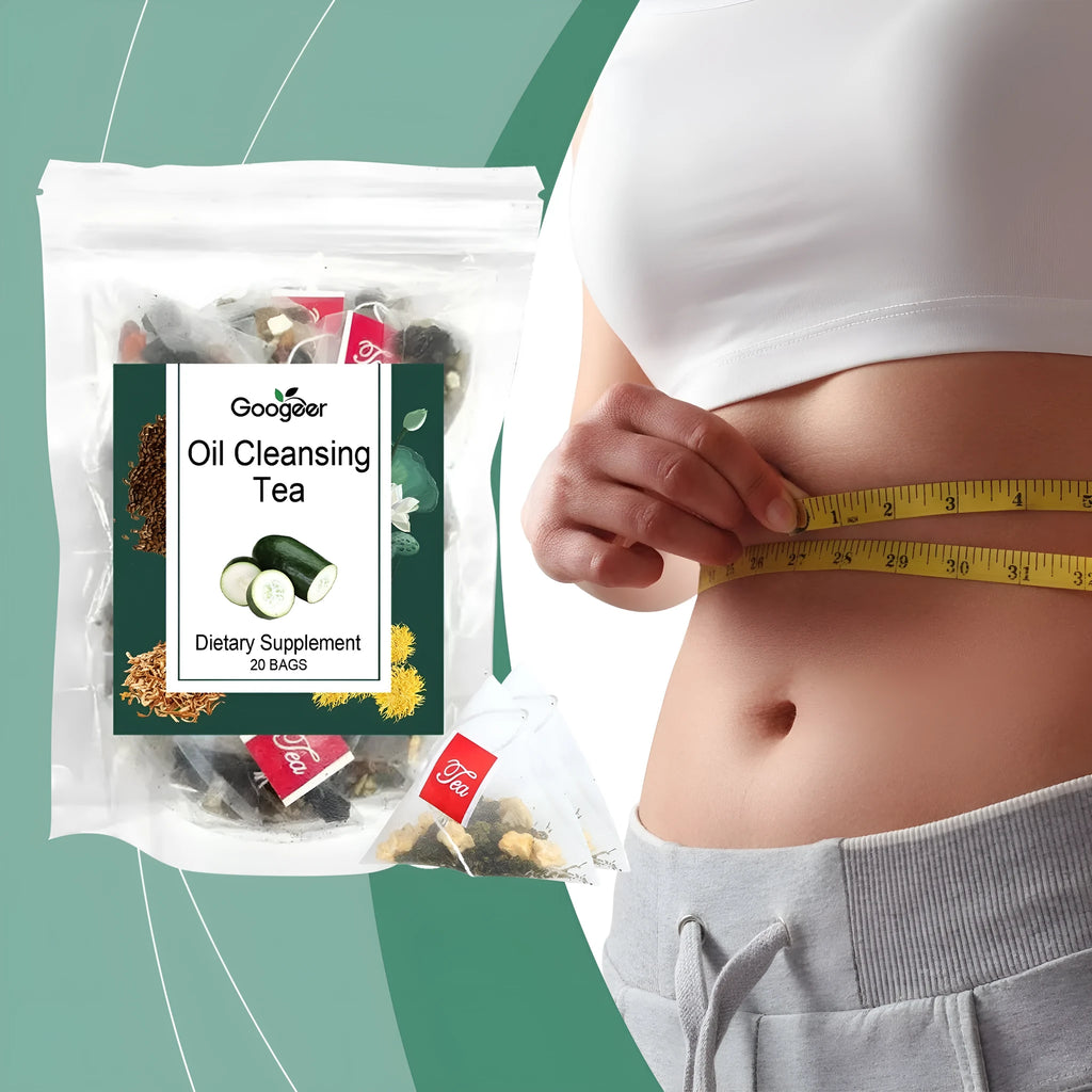 Googeer Oil Cleansing Herbal Tea box with 20 individual tea bags containing a blend of Chinese herbs.