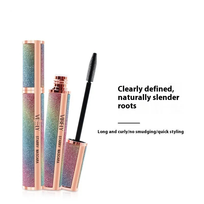 4D Long Thick Curling Waterproof Mascara tube with spiral brush, showing deep black formula for volumised lashes.