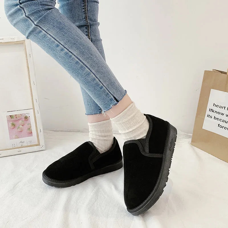 Casual women's fleece-lined flat winter snow boots in multiple colours