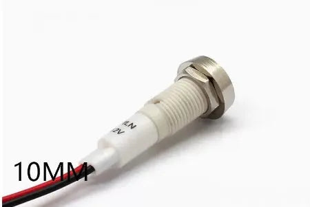 10mm stainless steel edge plastic indicator light with wire flat end metal in multiple colours