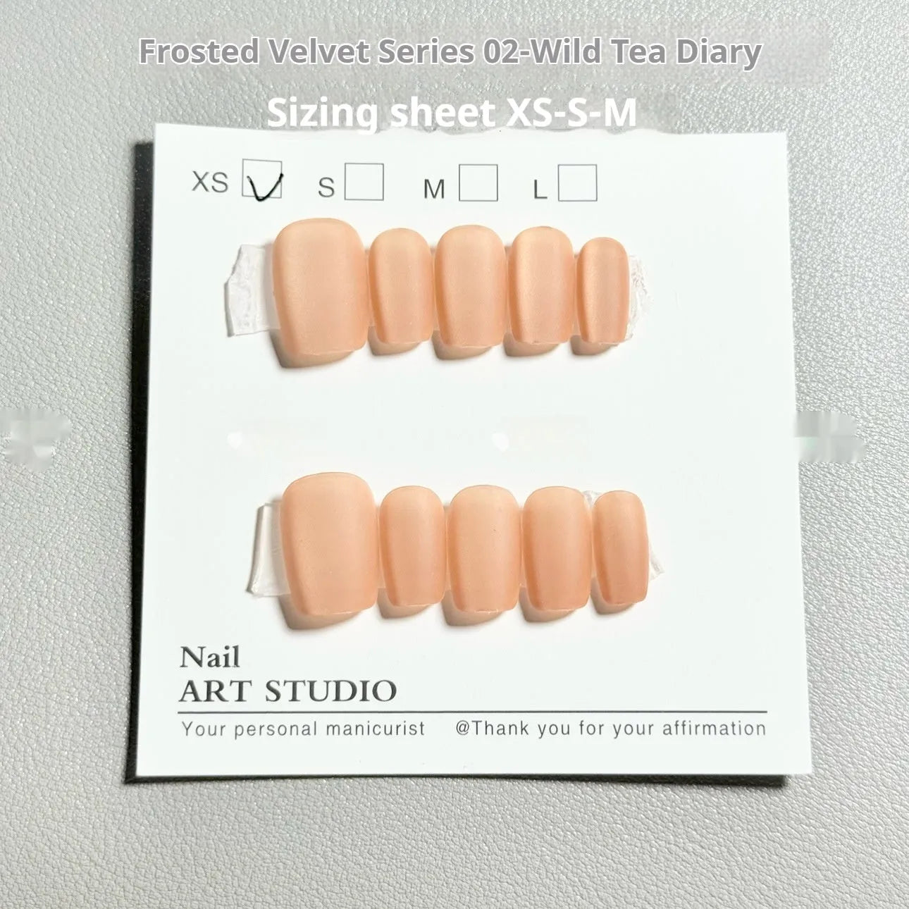 Frosted velvet nail art set with Cat's Eye and Aurora styles in short ladder sizes XS, S, M