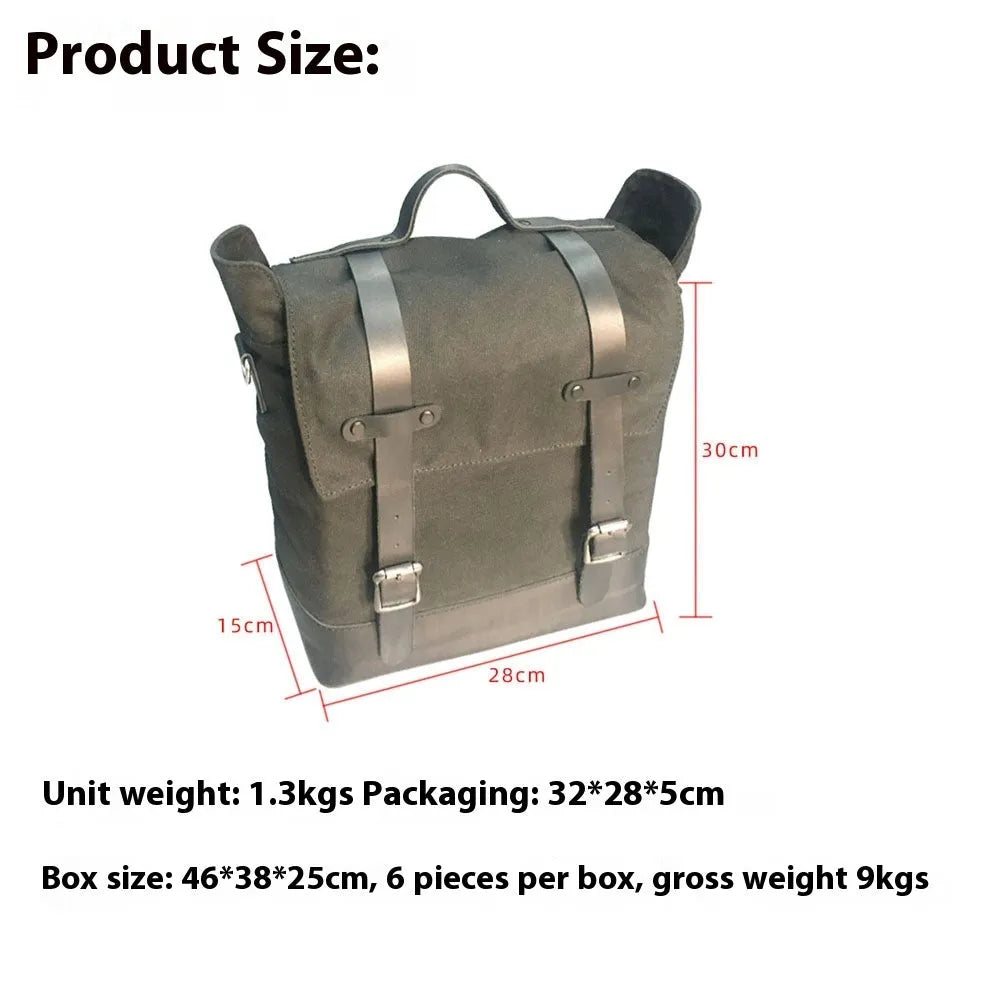Thick waterproof canvas motorcycle side bag with large storage capacity