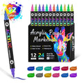 Set of double-headed acrylic marker pens with washable, opaque quick-drying ink in various colours.
