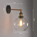 20cm retro round ball glass wall lamp with aluminium E27 holder, 220V, in transparent, amber, or smoky grey