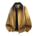 Men's black stitching lapel casual jacket with straight hem and side pockets, showcasing youthful style and Lycra fabric.