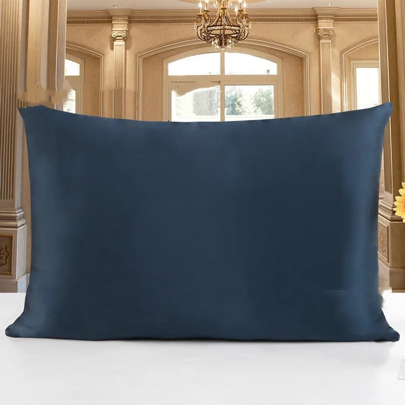 19 M double-sided silk pillowcase in apricot colour, showing smooth texture and size options for UK pillows