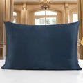 19 M double-sided silk pillowcase showing smooth texture, available in 14 colours including navy blue and lotus pink