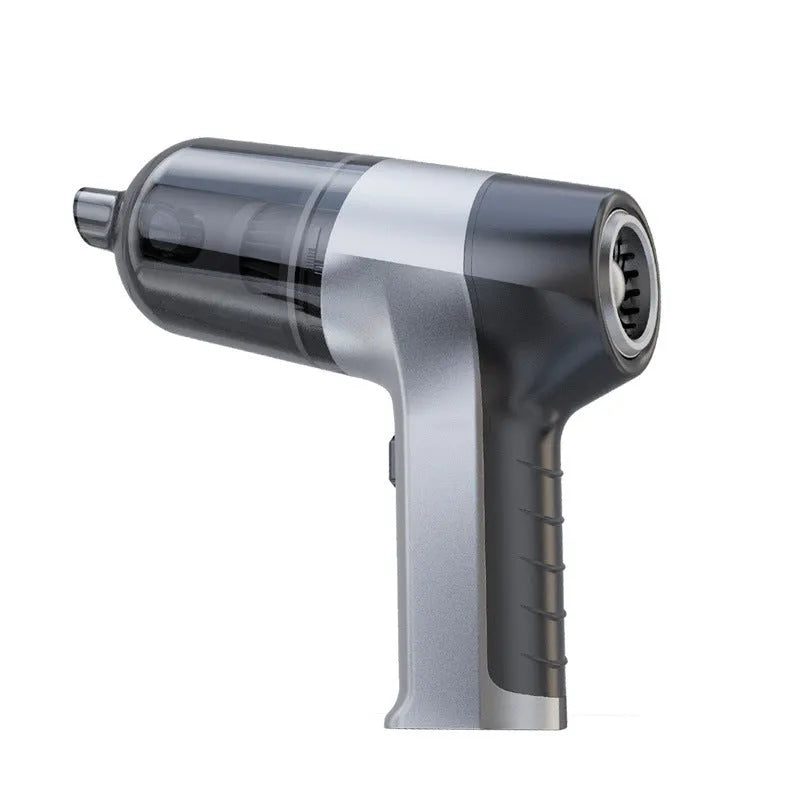 Wireless handheld car vacuum cleaner with multiple nozzle attachments and aviation carry bag.