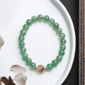 Green strawberry quartz bracelet with 7.5mm beads in hand-woven single circle ball design