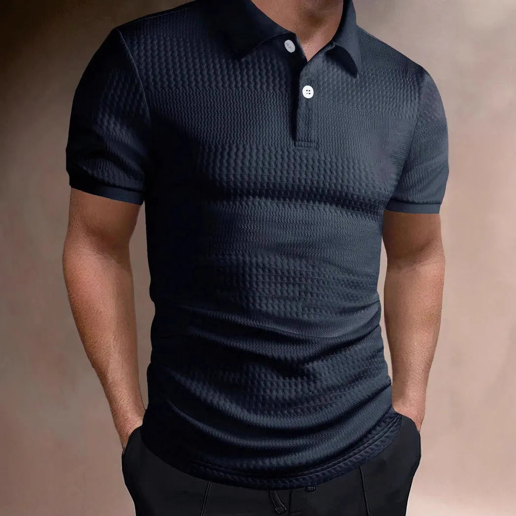 Men's striped polo shirt with short sleeves in loose fit design