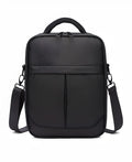 Black Oxford fabric men's messenger shoulder bag shown from the front.