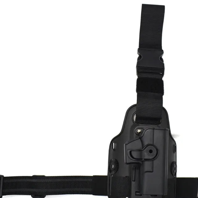Tactical waist plate leg holster in plastic construction with quick-pull design