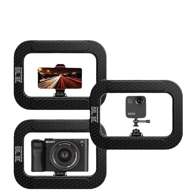 Mobile phone fill-in light with rechargeable holder and metallic desktop bracket for outdoor shooting