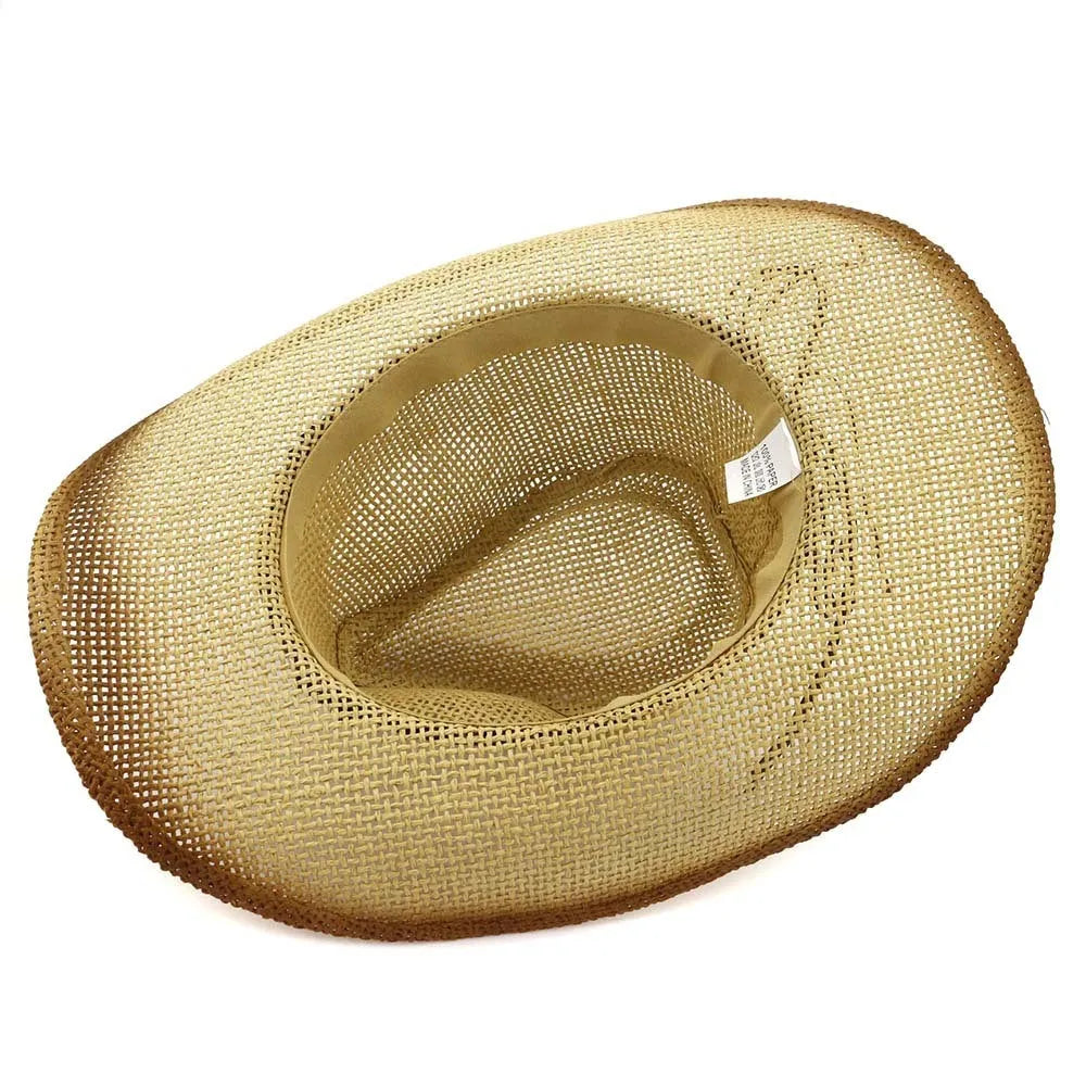 Paper Western cowboy hat with straw spray paint finish in beige colour