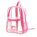 Transparent large PVC backpack in sapphire blue colour, showing contents inside.